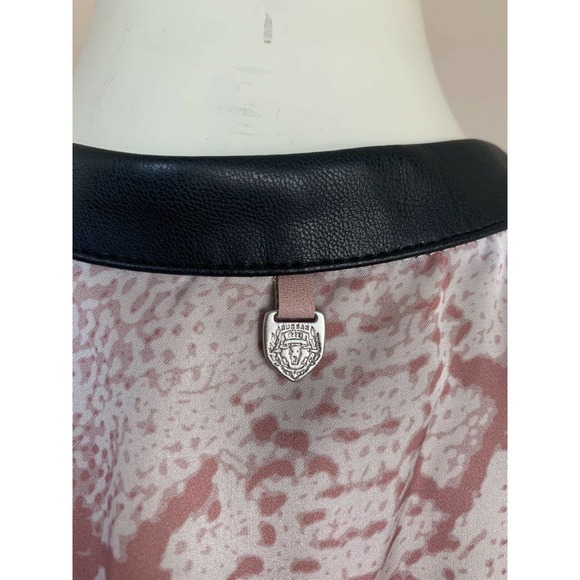 Rudsak Snakeskin Printed Mini Dress Small Womens Pink Faux Leather Trim Belt Top - Picture 8 of 12